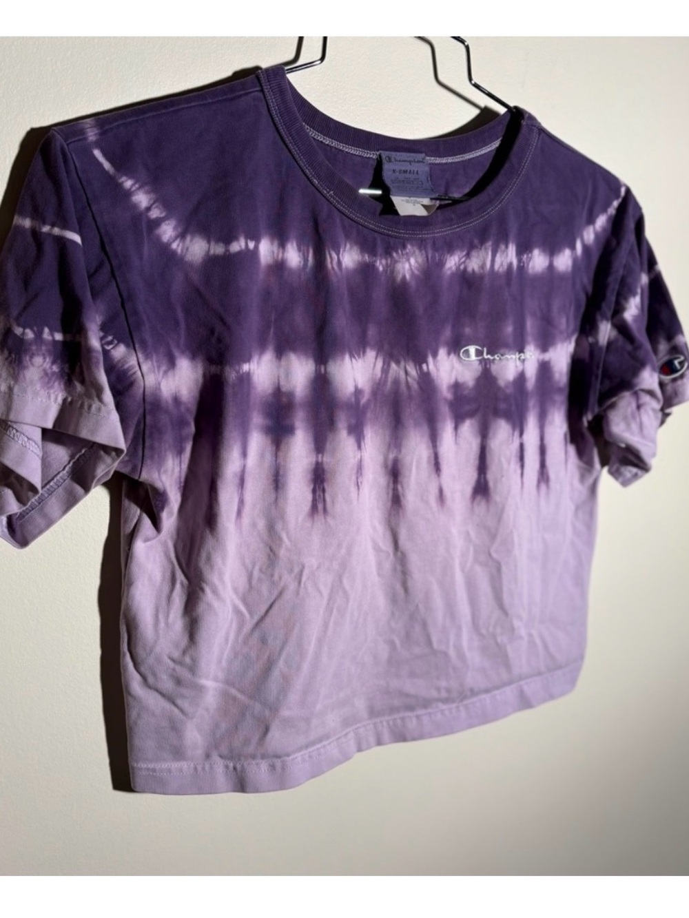 Champion Lavender to Deep Purple Tie-Dye Crop Athletic Tee
